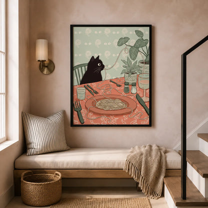 Black Cat Spaghetti Dinner Wall Art Decor - Wall Art Decor - view 11
