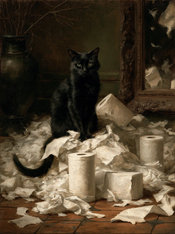 Black Cat Toilet Paper Wall Art Decor