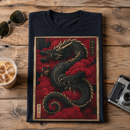 Black Dragon Red Clouds Wall Art Decor - Wall Art Decor - detail