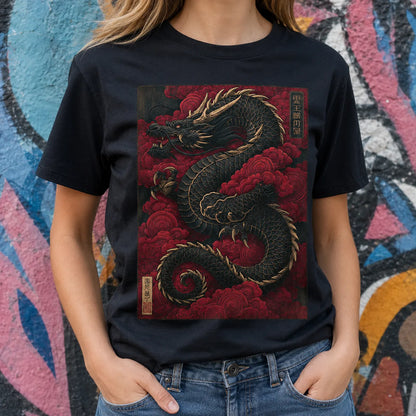 Black Dragon Red Clouds Wall Art Decor - Wall Art Decor - in use