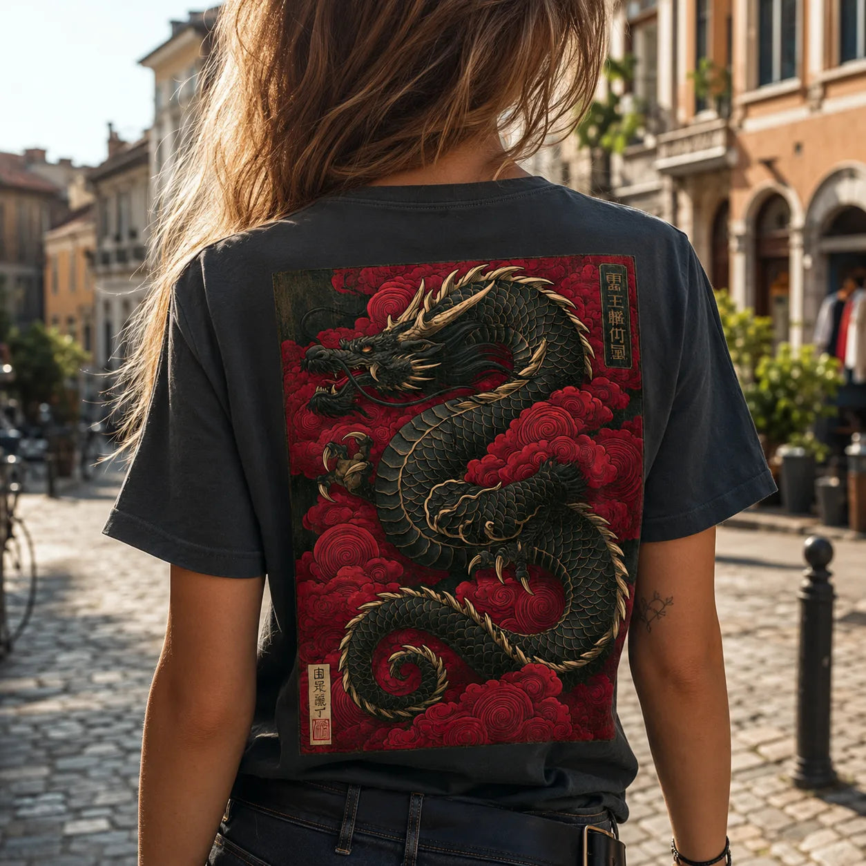 Black Dragon Red Clouds Wall Art Decor - Wall Art Decor - lifestyle