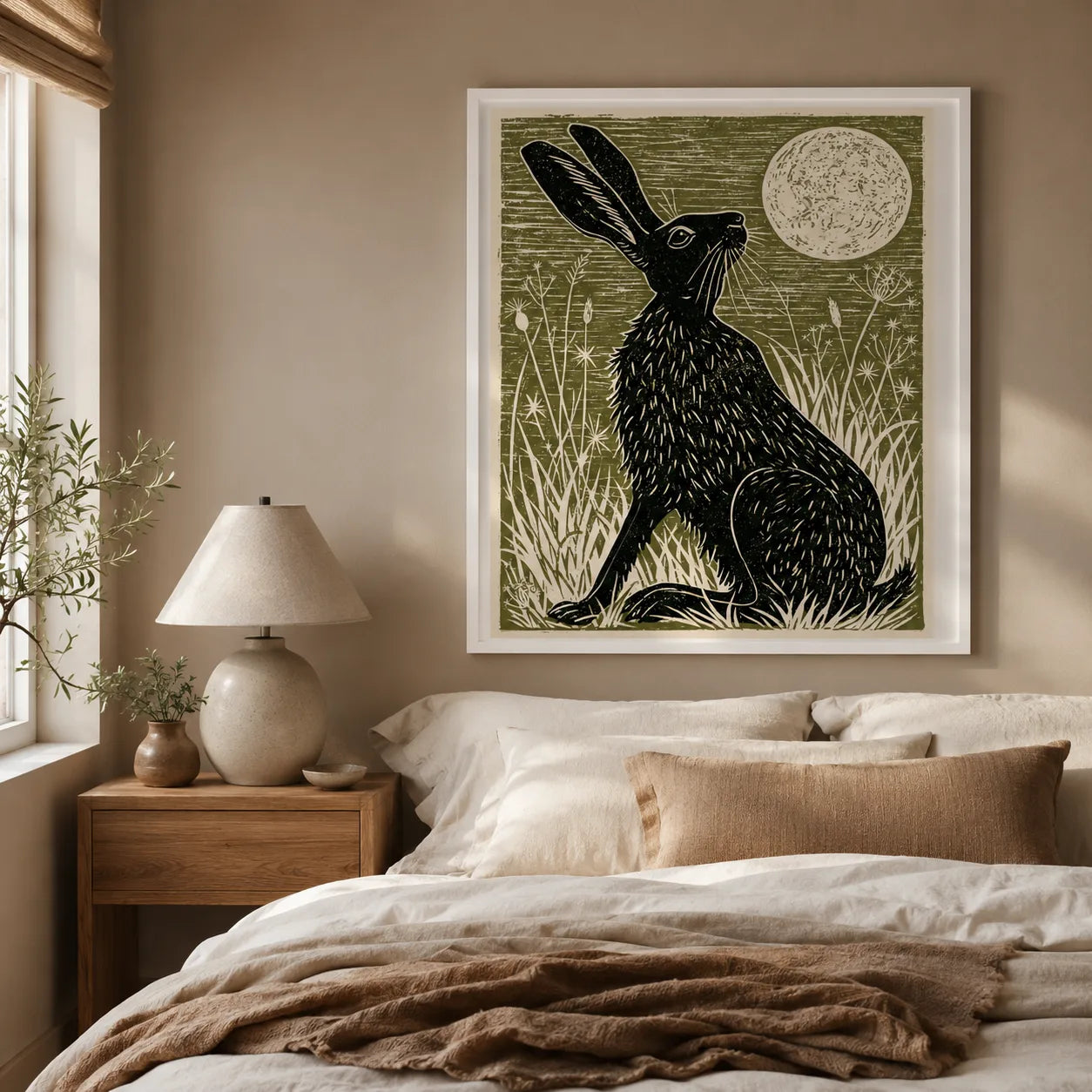 Black Hare Moon Wall Art Decor - Wall Art Decor - alternate angle