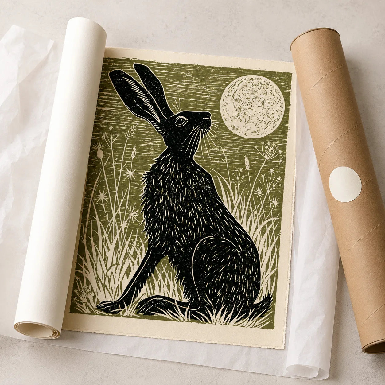 Black Hare Moon Wall Art Decor - Wall Art Decor - back view
