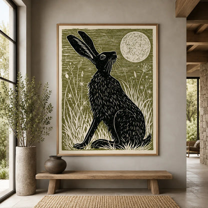 Black Hare Moon Wall Art Decor - Wall Art Decor - close up