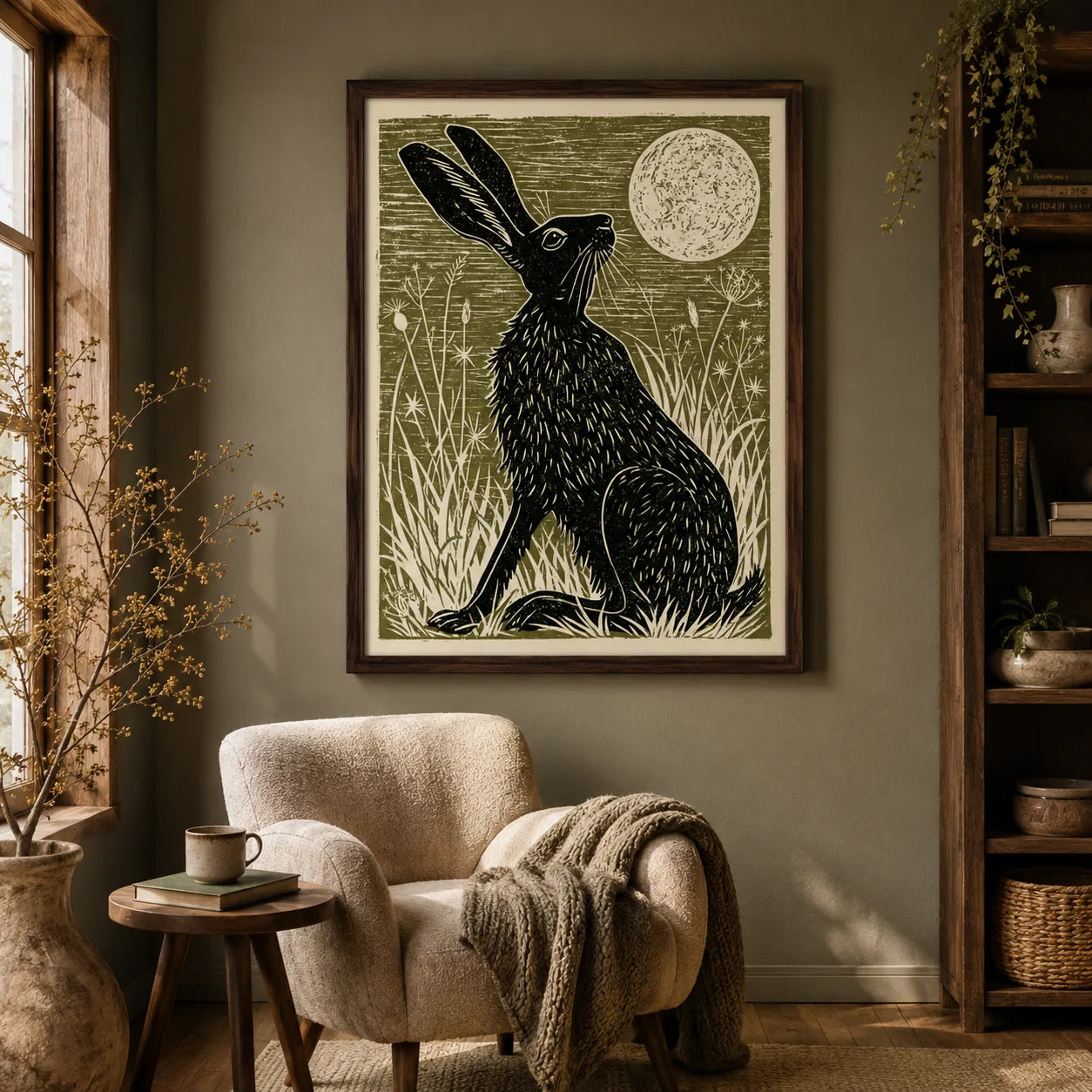 Black Hare Moon Wall Art Decor - Wall Art Decor - detail