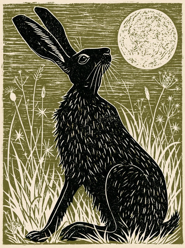 Black Hare Moon Wall Art Decor