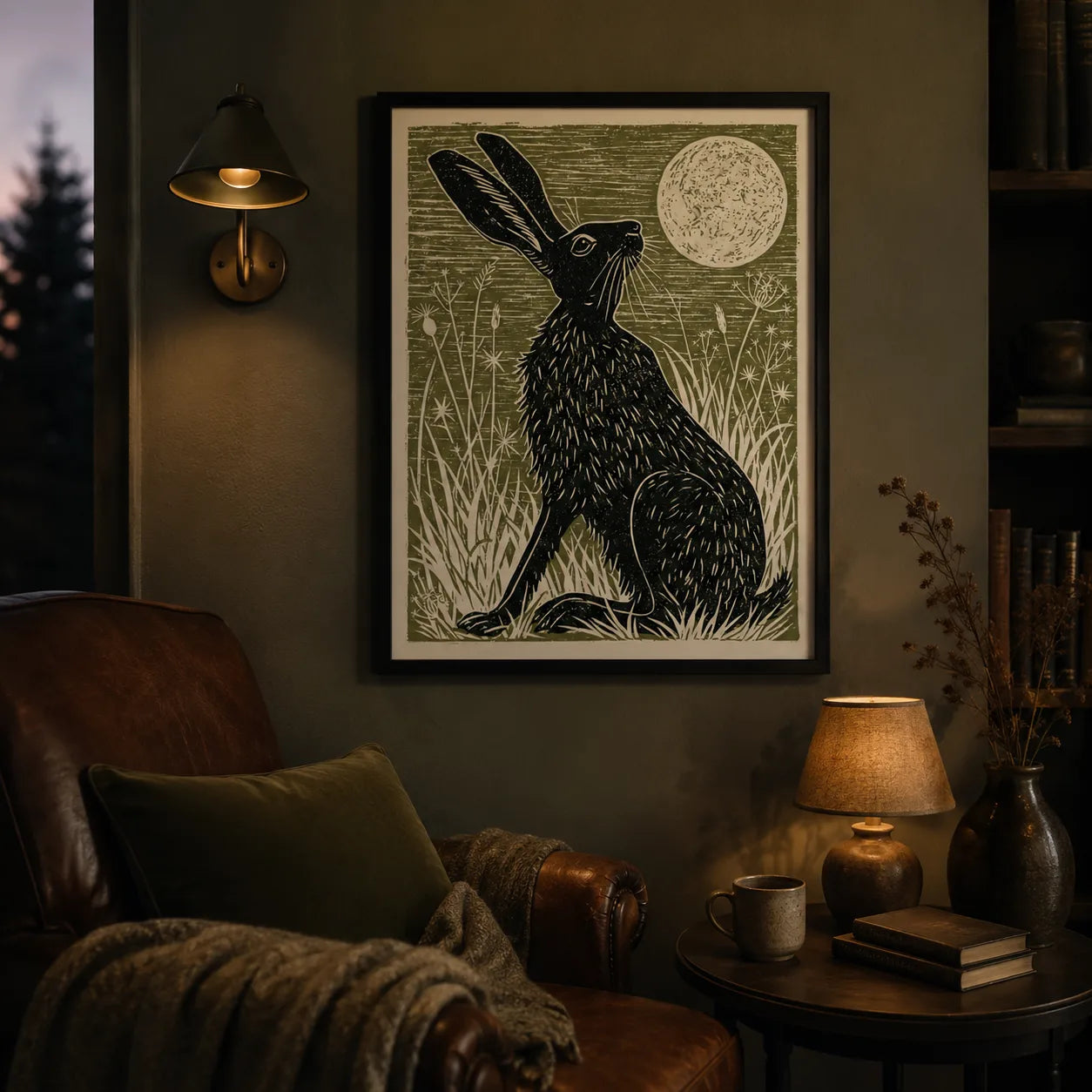 Black Hare Moon Wall Art Decor - Wall Art Decor - lifestyle