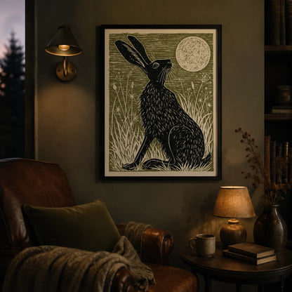Black Hare Moon Wall Art Decor - Wall Art Decor - lifestyle