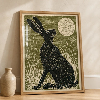 Black Hare Moon Wall Art Decor - Wall Art Decor - side view