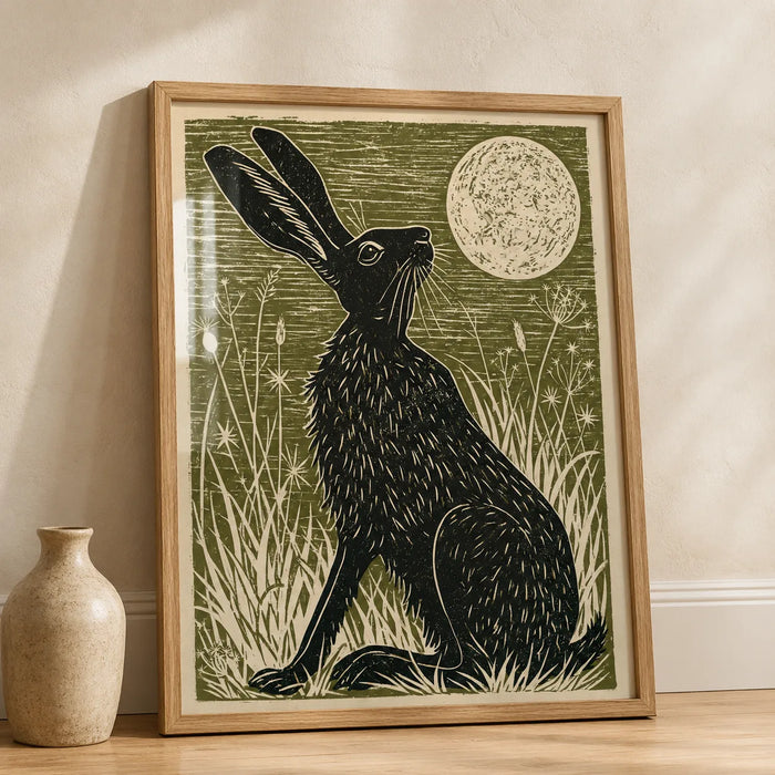 Black Hare Moon Wall Art Decor