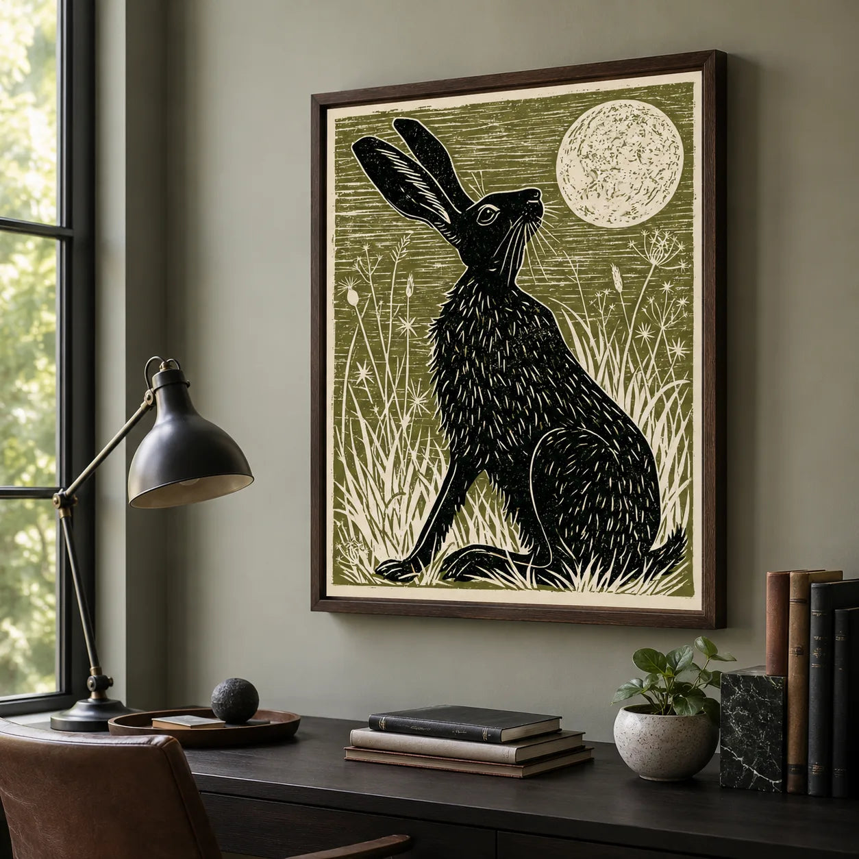 Black Hare Moon Wall Art Decor - Wall Art Decor - styled
