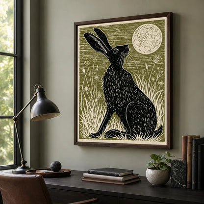 Black Hare Moon Wall Art Decor - Wall Art Decor - styled