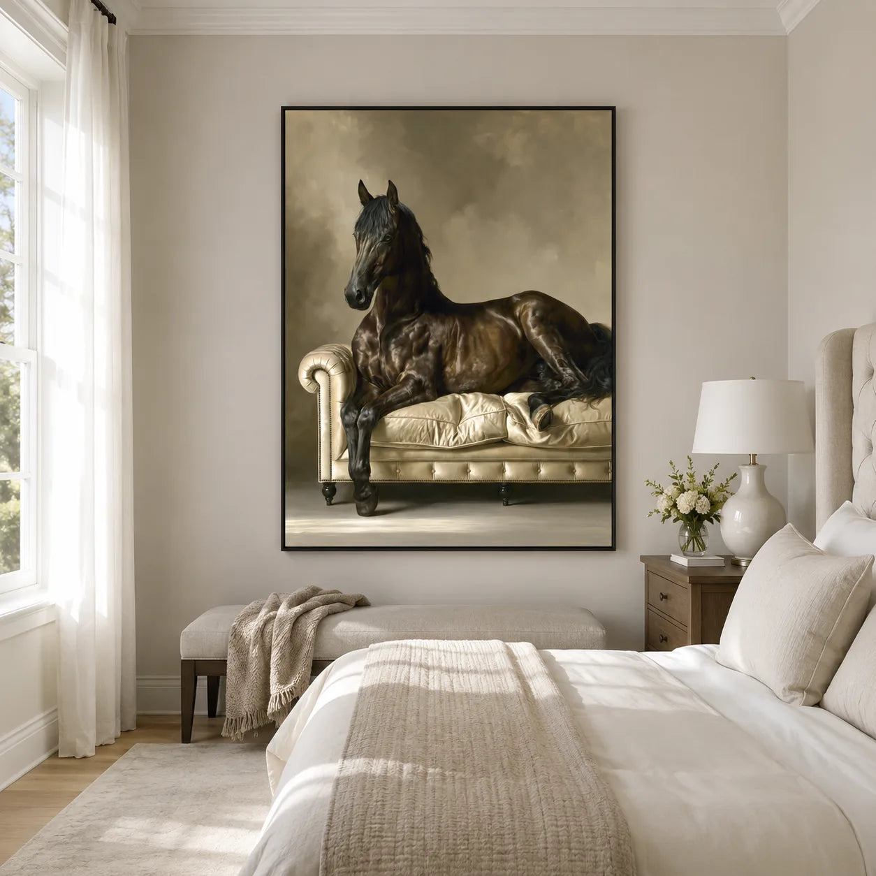 Black Horse on Sofa Wall Art Decor - Wall Art Decor - alternate angle