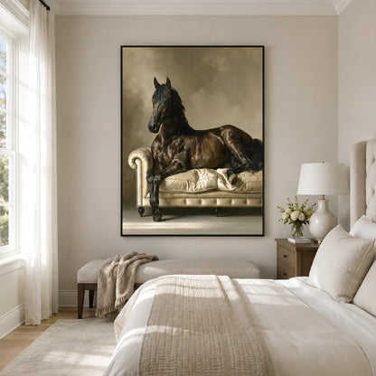 Black Horse on Sofa Wall Art Decor - Wall Art Decor - alternate angle