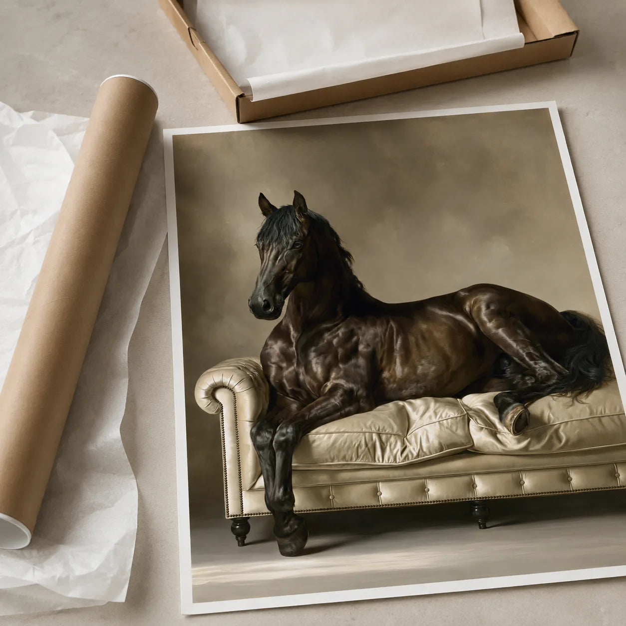 Black Horse on Sofa Wall Art Decor - Wall Art Decor - back view