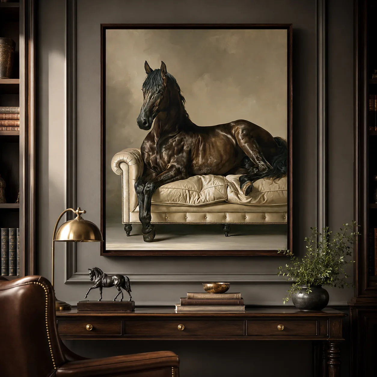 Black Horse on Sofa Wall Art Decor - Wall Art Decor - detail