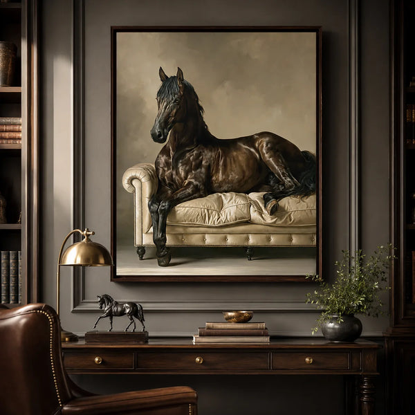 Black Horse on Sofa Wall Art Decor