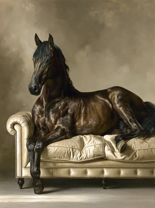 Black Horse on Sofa Wall Art Decor