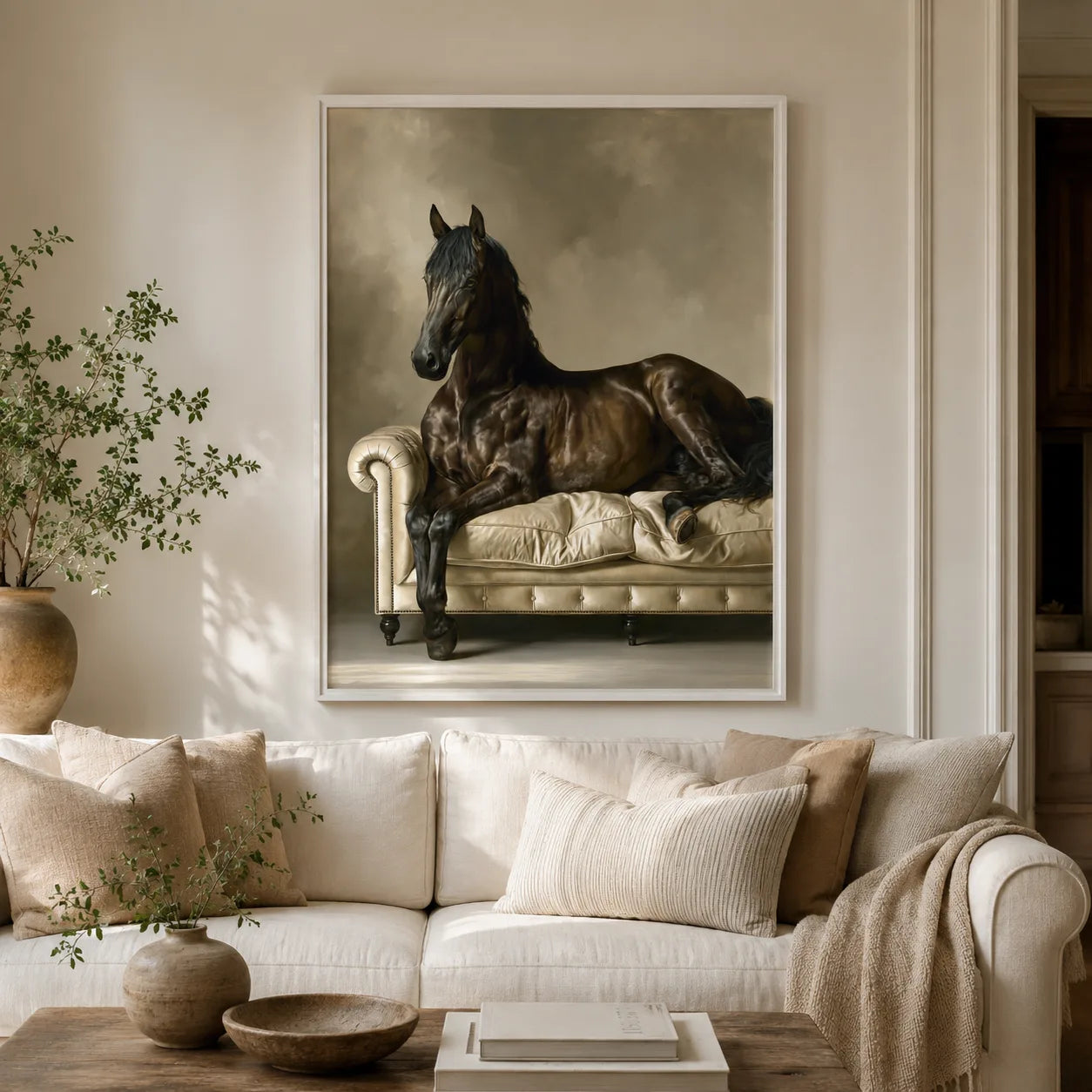 Black Horse on Sofa Wall Art Decor - Wall Art Decor - in use