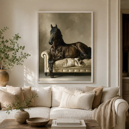 Black Horse on Sofa Wall Art Decor - Wall Art Decor - in use