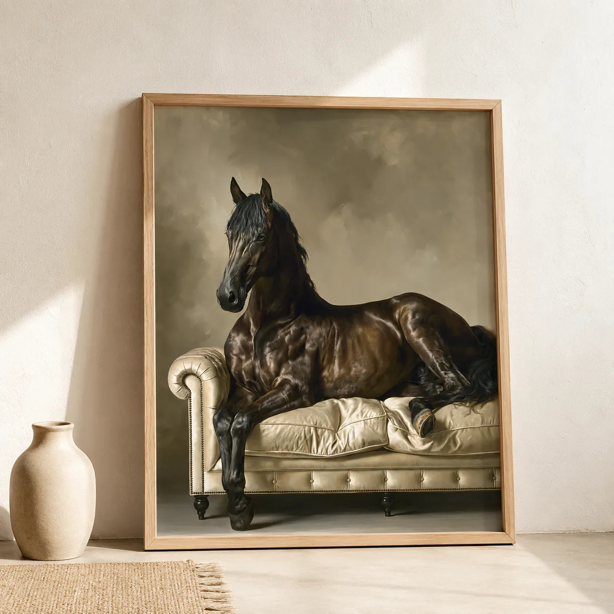 Black Horse on Sofa Wall Art Decor - Wall Art Decor - side view