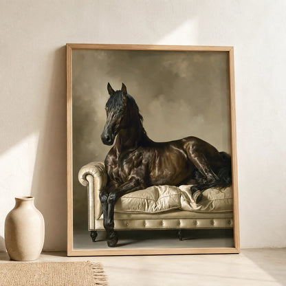 Black Horse on Sofa Wall Art Decor - Wall Art Decor - side view