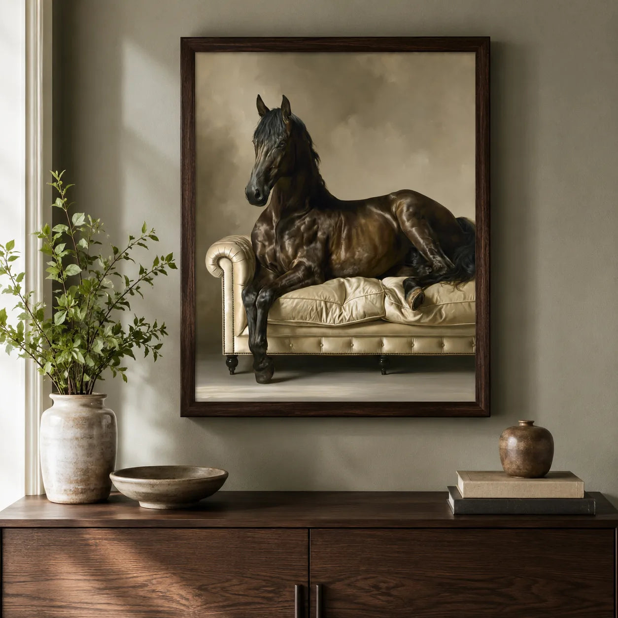 Black Horse on Sofa Wall Art Decor - Wall Art Decor - styled