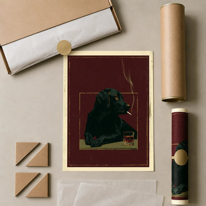 Black Labrador Whiskey Wall Art Decor - Wall Art Decor - back view
