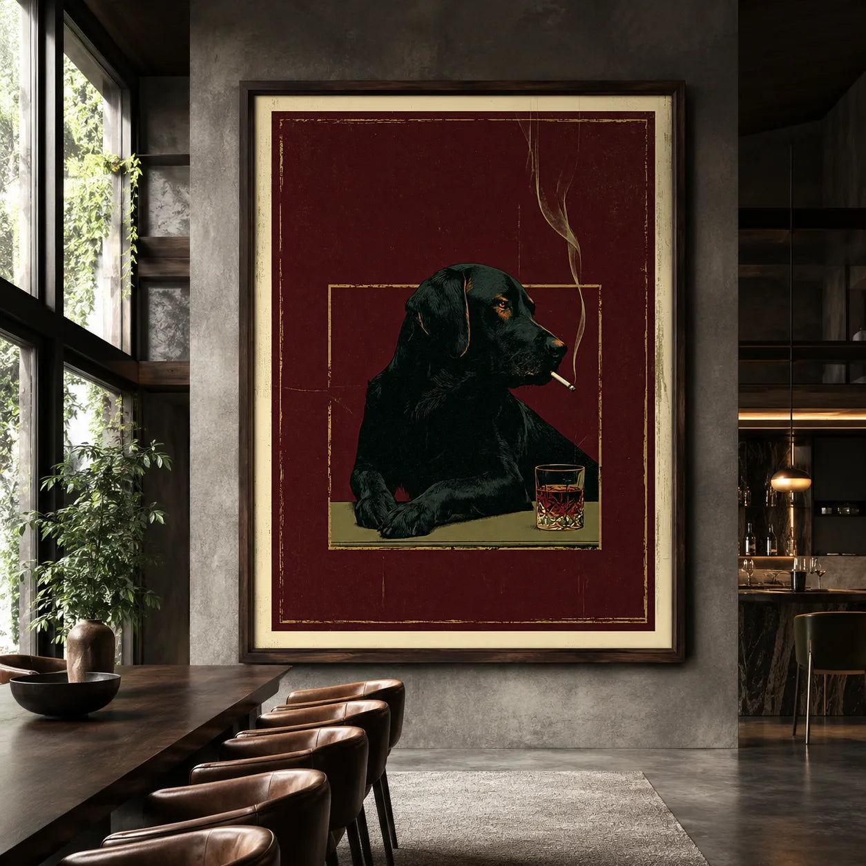 Black Labrador Whiskey Wall Art Decor - Wall Art Decor - close up