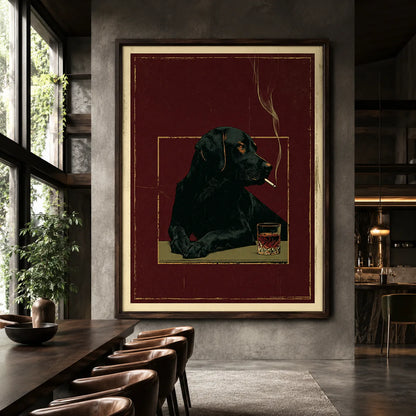 Black Labrador Whiskey Wall Art Decor - Wall Art Decor - close up