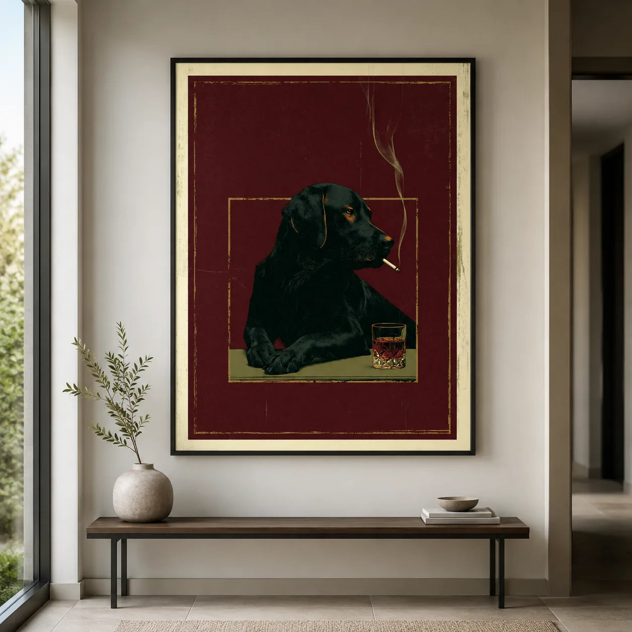 Black Labrador Whiskey Wall Art Decor - Wall Art Decor - styled