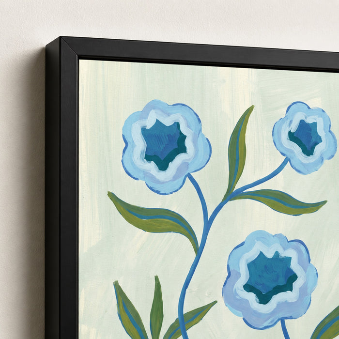Blue Folk Floral Botanical Wall Art Decor