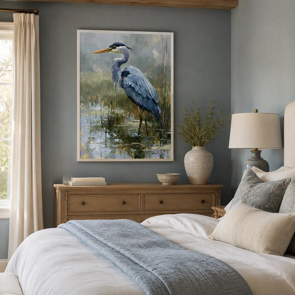 Blue Heron Marsh Wall Art Decor