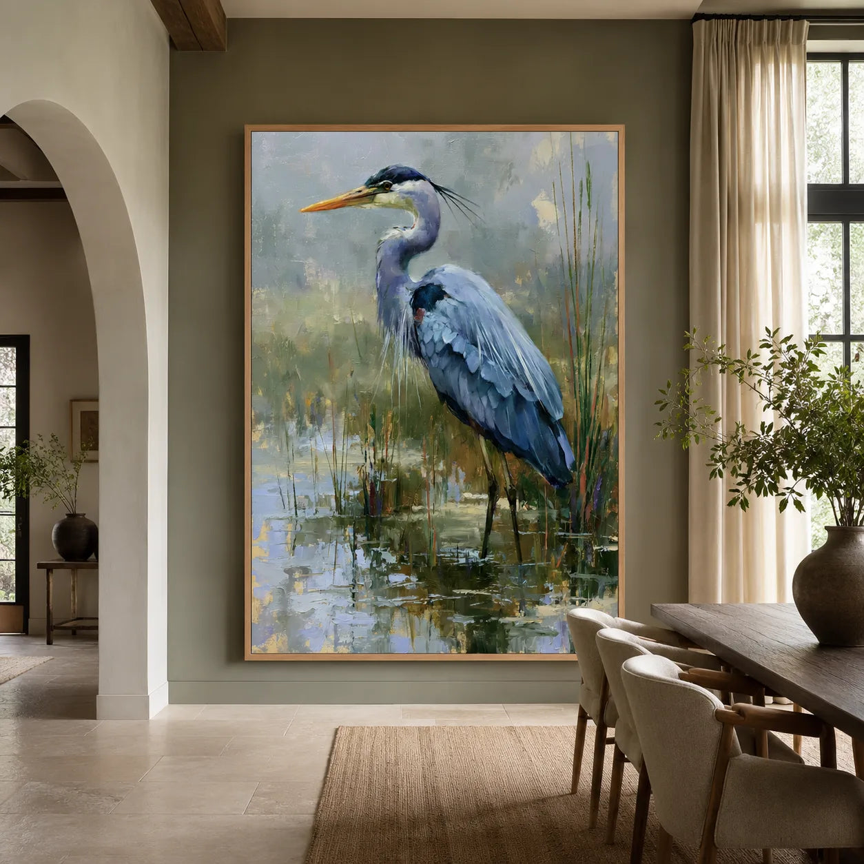 Blue Heron Marsh Wall Art Decor - Wall Art Decor - close up