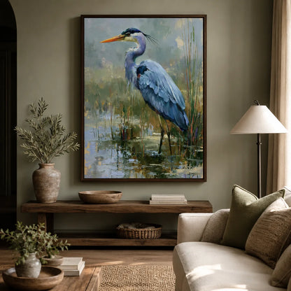 Blue Heron Marsh Wall Art Decor - Wall Art Decor - detail