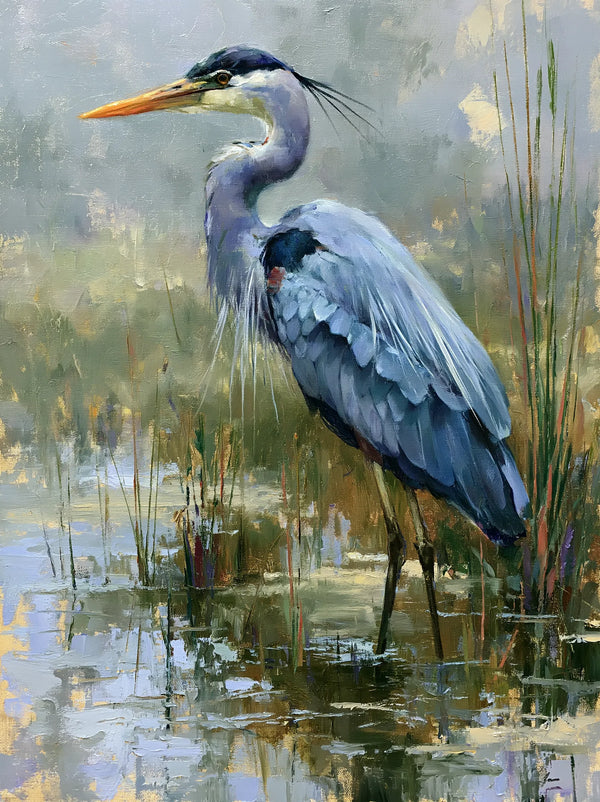 Blue Heron Marsh Wall Art Decor
