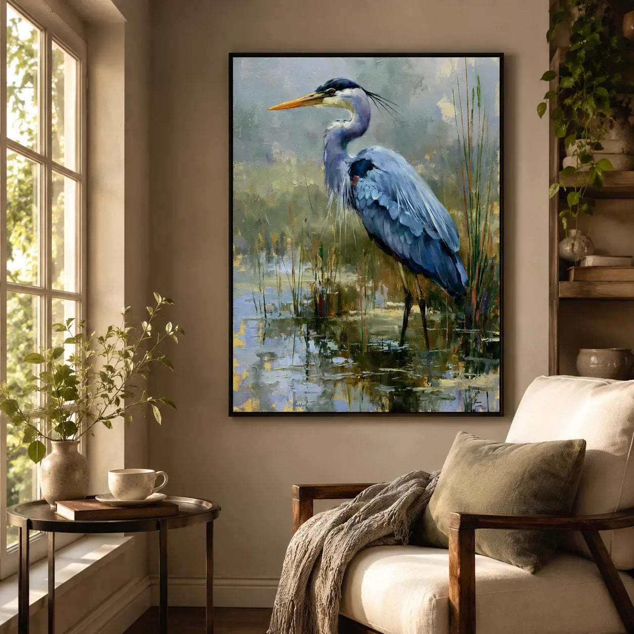 Blue Heron Marsh Wall Art Decor - Wall Art Decor - in use