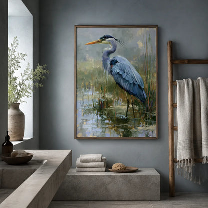 Blue Heron Marsh Wall Art Decor - Wall Art Decor - lifestyle