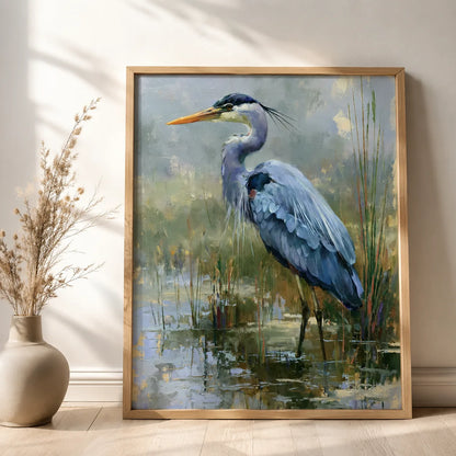 Blue Heron Marsh Wall Art Decor - Wall Art Decor - side view