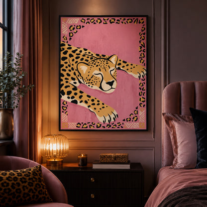 Boho Cheetah on Blush Pink Wall Art Decor preview 11