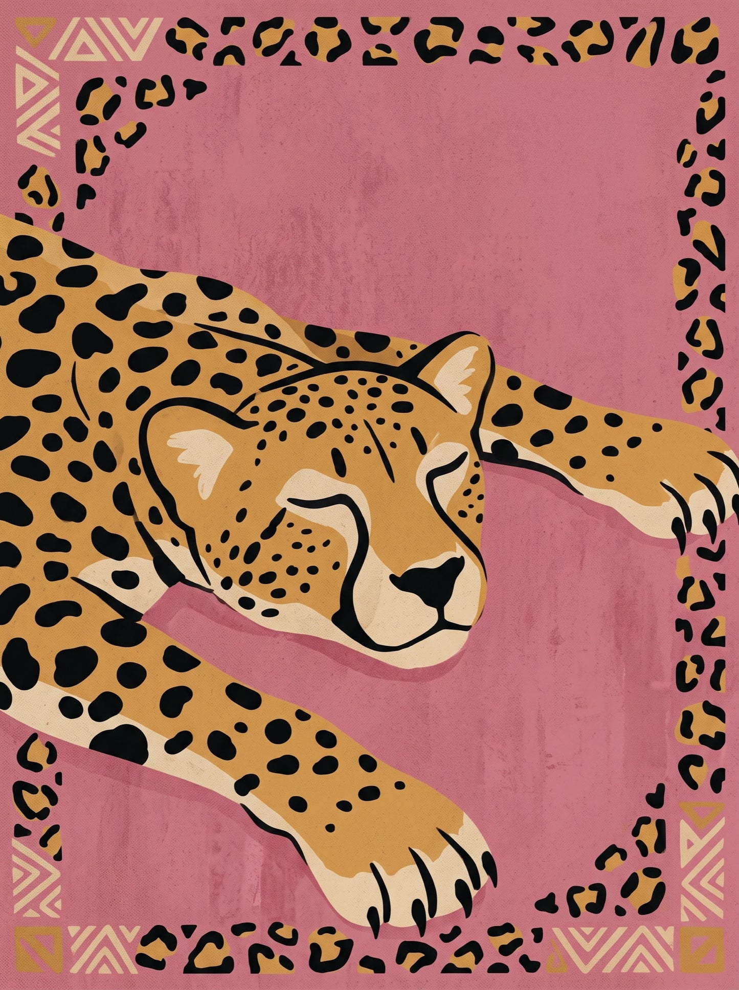 Boho Cheetah on Blush Pink Wall Art Decor