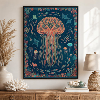 Boho Jellyfish of the Deep Wall Art Decor preview 10