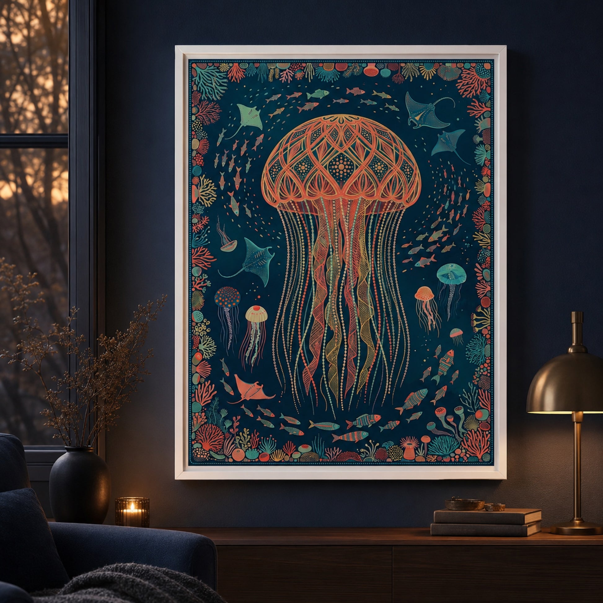 Boho Jellyfish of the Deep Wall Art Decor preview 11