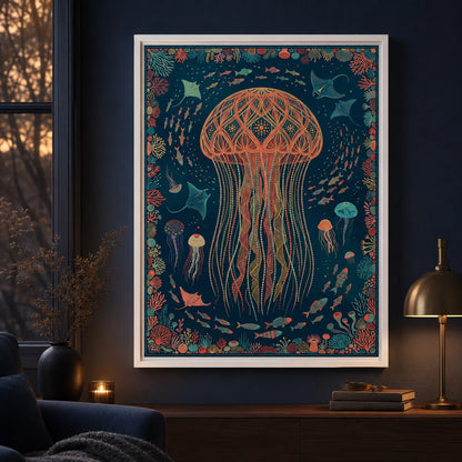 Boho Jellyfish of the Deep Wall Art Decor preview 11