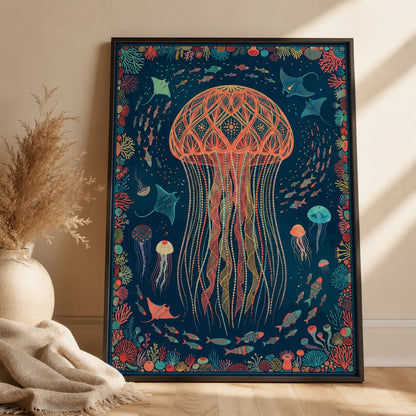 Boho Jellyfish of the Deep Wall Art Decor preview 2