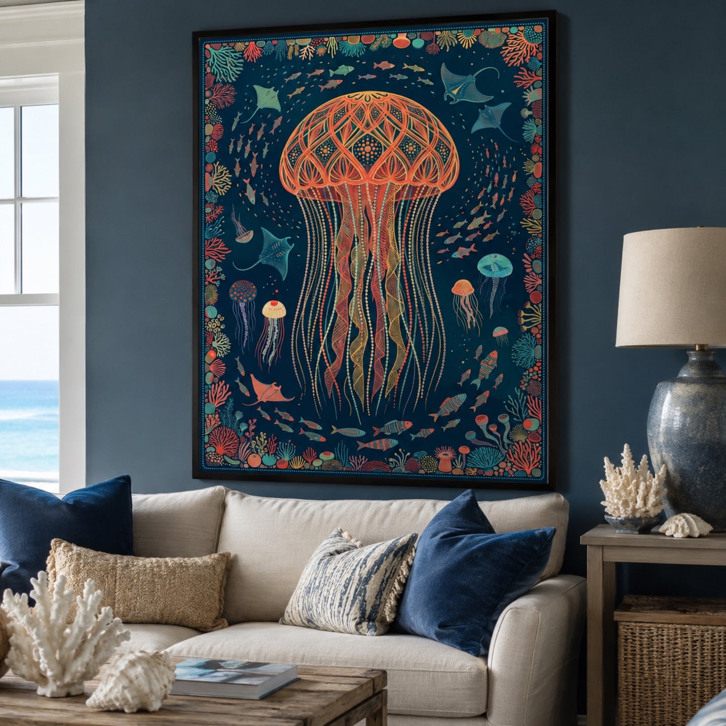 Boho Jellyfish of the Deep Wall Art Decor preview 3
