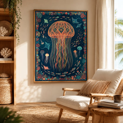 Boho Jellyfish of the Deep Wall Art Decor preview 5
