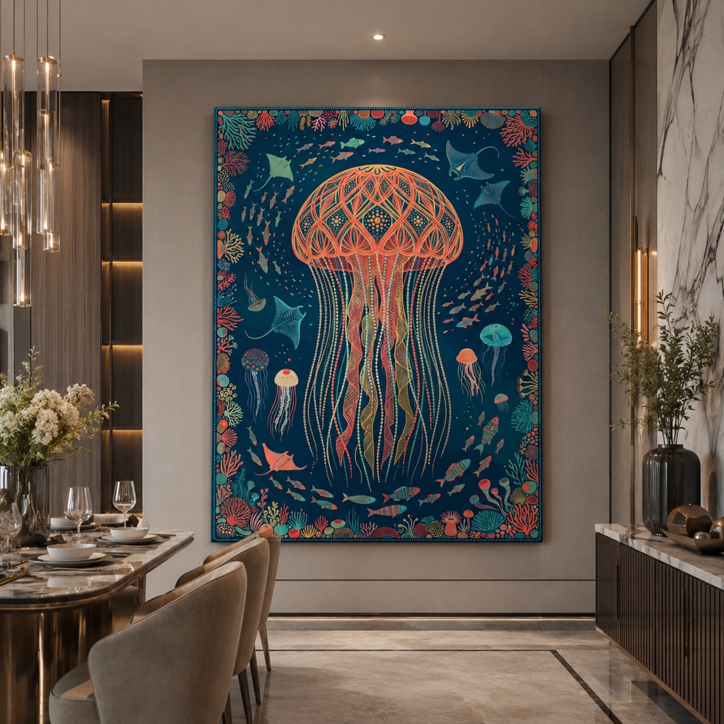 Boho Jellyfish of the Deep Wall Art Decor preview 6