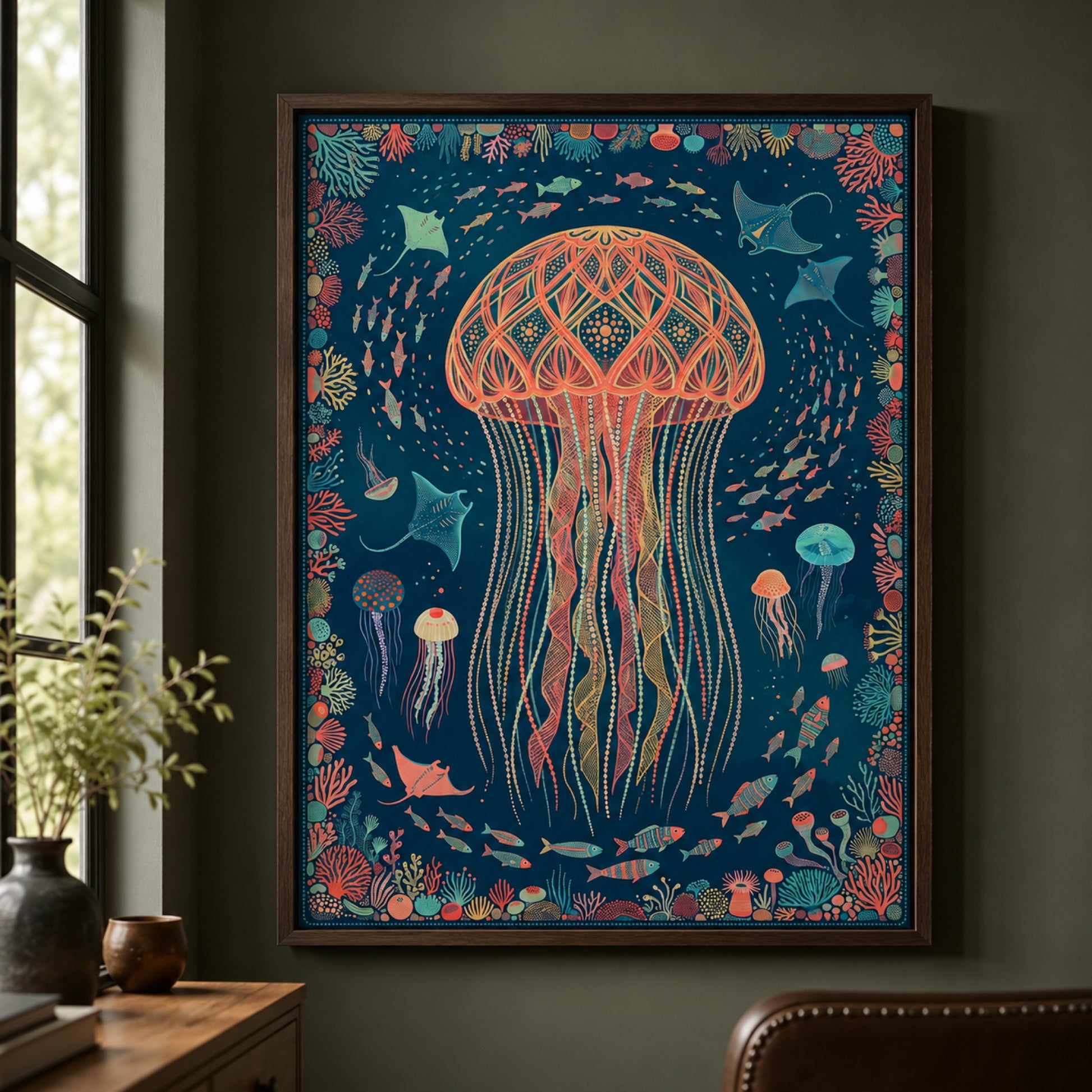 Boho Jellyfish of the Deep Wall Art Decor preview 7