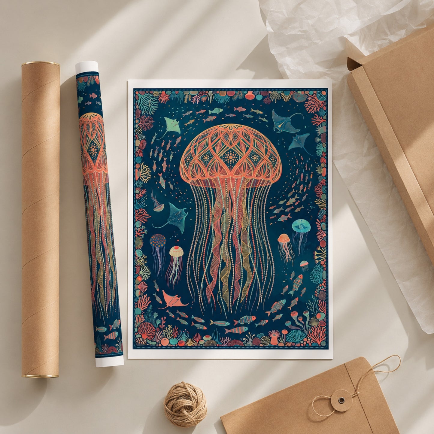 Boho Jellyfish of the Deep Wall Art Decor preview 9